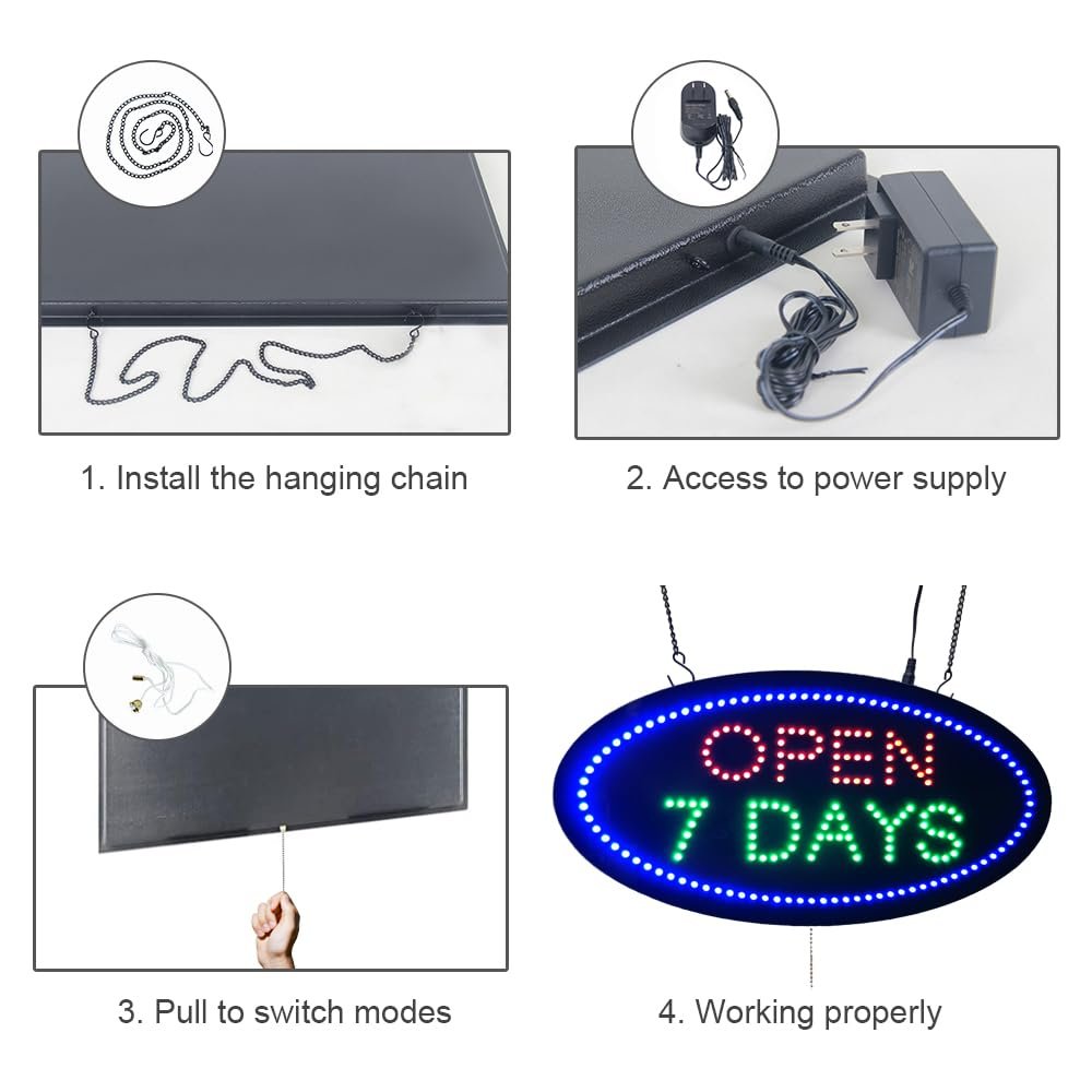 Open 7 Days LED Sign, 19"x9.5" - Image 6