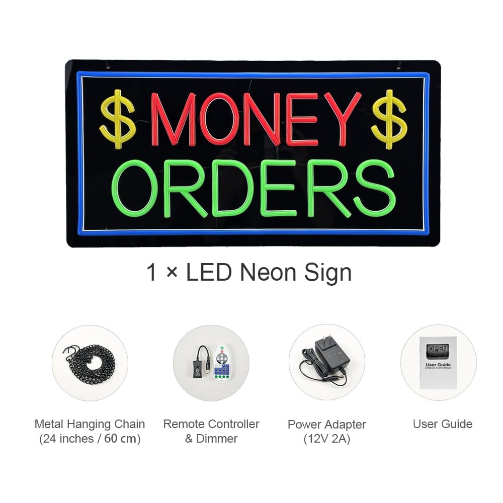 LED Money Transfer Neon Sign, 20"x10" - Image 6