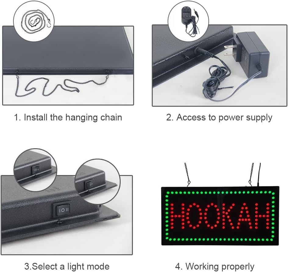 LED Hookah Dot Sign, 19"x9.5" - Image 6