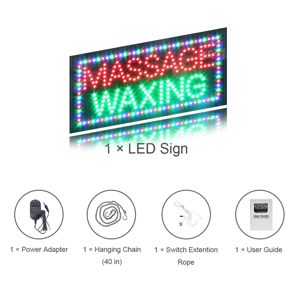 LED Massage Waxing Sign, 24"x12" - Image 6