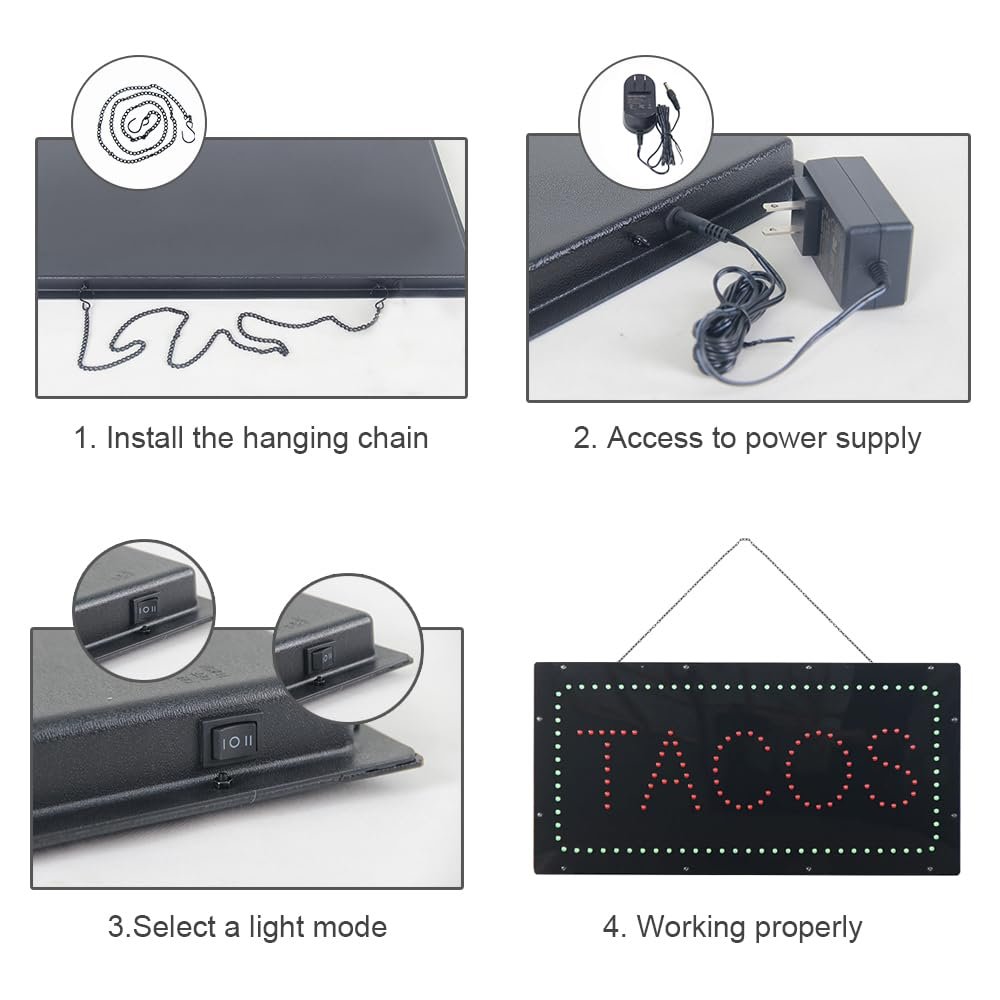 LED Tacos Sign, 19"x9.5" - Image 5