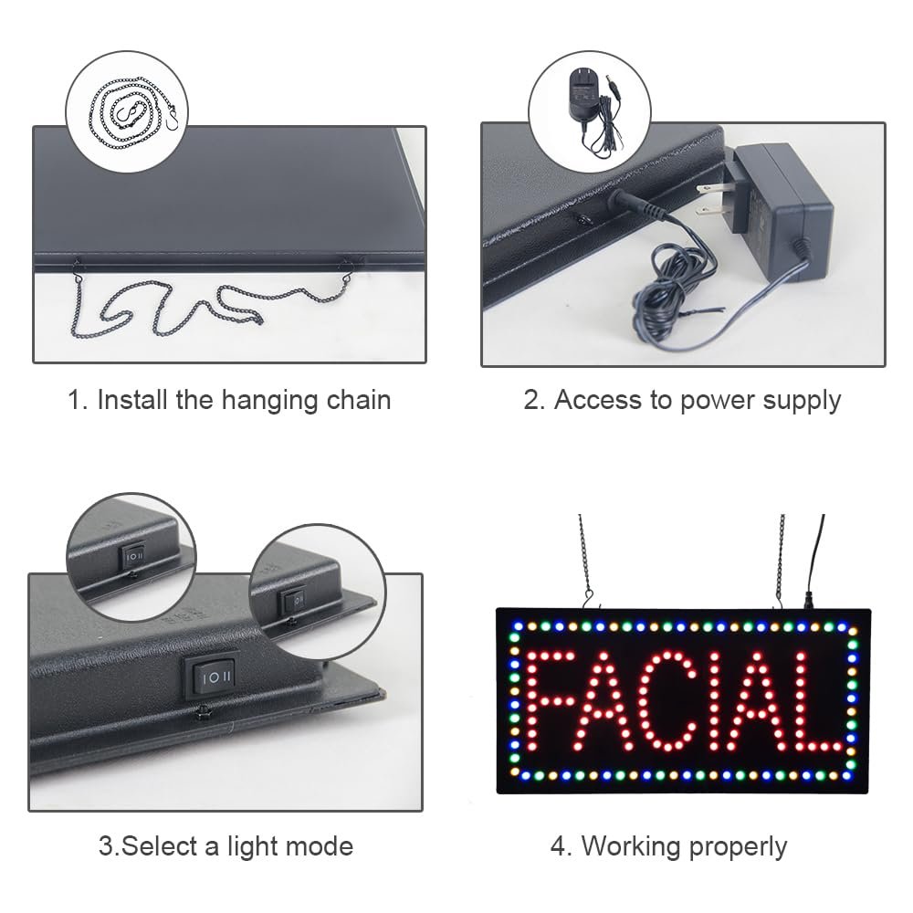 LED Facial Sign, 19"x9.5" - Image 6