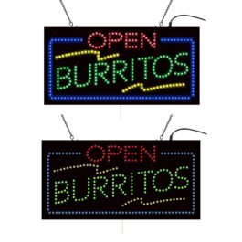 LED Open Burritos Sign, 24″×12″