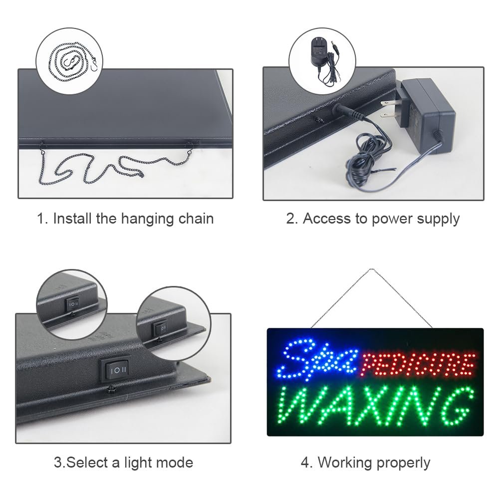 LED SPA Pedicure Waxing Dot Sign, 19"x9.5" - Image 6