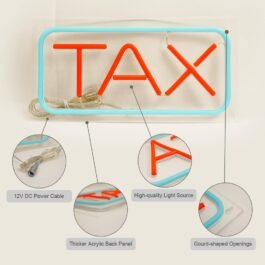 LED Tax Neon Sign, 12″×6″