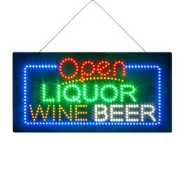 LED Open Liquor Wine Beer Sign, 24″x12″