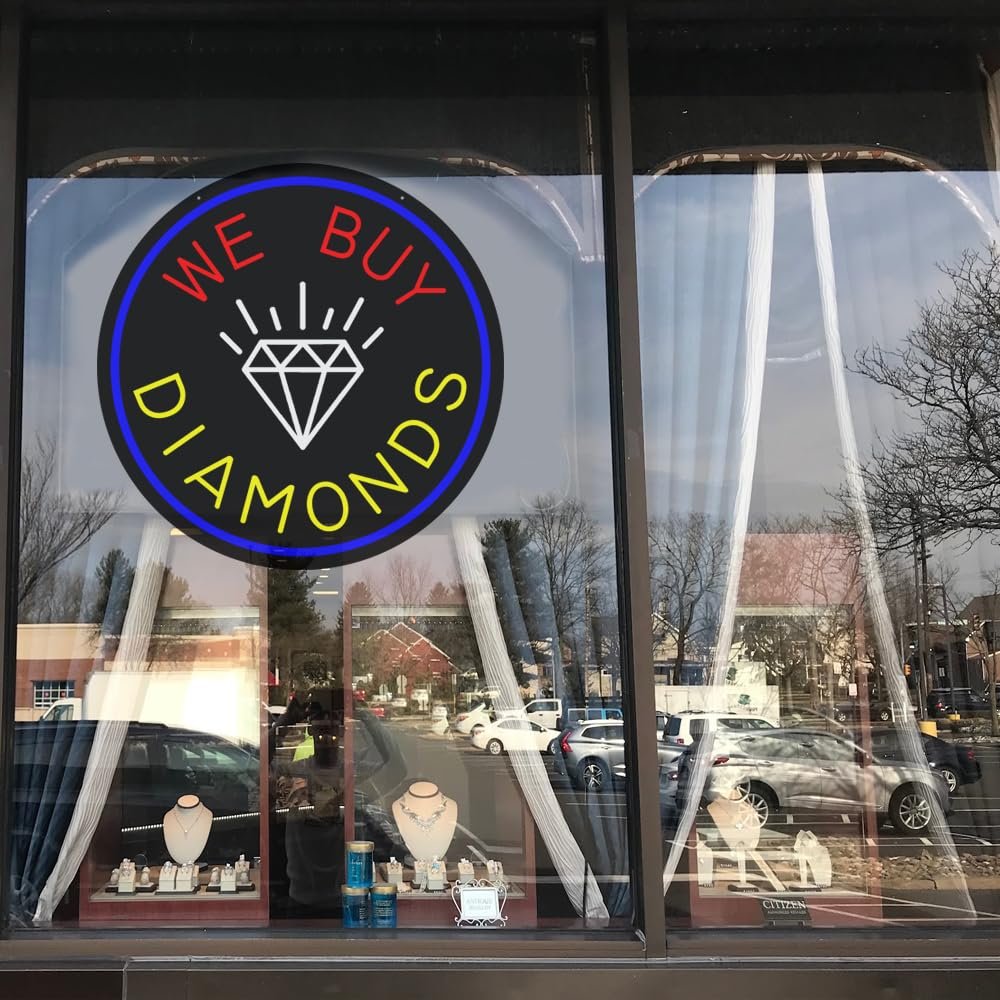 LED We Buy Diamonds Neon Sign, 20"×20" - Image 2