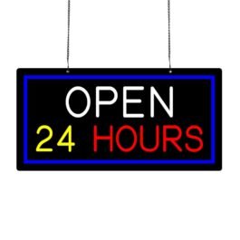 LED Open 24 hours Neon Sign, 20″x10″