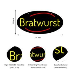 LED Bratwurst Neon Sign, 20″x10″