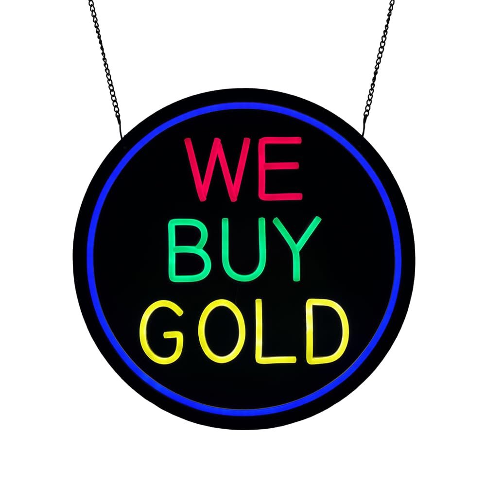 LED We Buy Gold Neon Sign, 16"x16" - Image 4