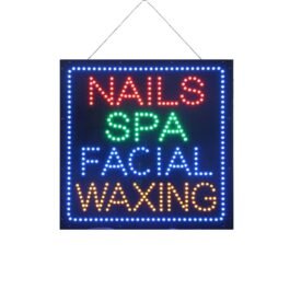 LED Nails Spa Facial Waxing Sign, 24″x24″