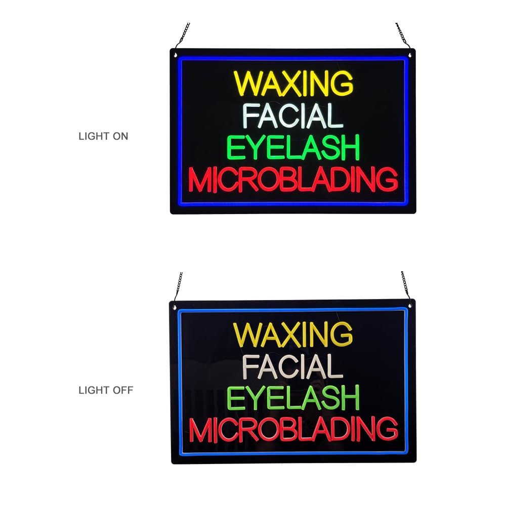 LED Waxing Facial Eyelash Microblading Neon Sign, 24"x16" - Image 4