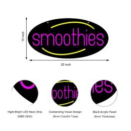 LED Smoothies Neon Sign, 20″x10″