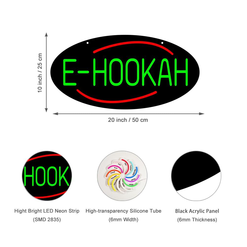LED E-hookah Neon Sign, 20"x10" - Image 3