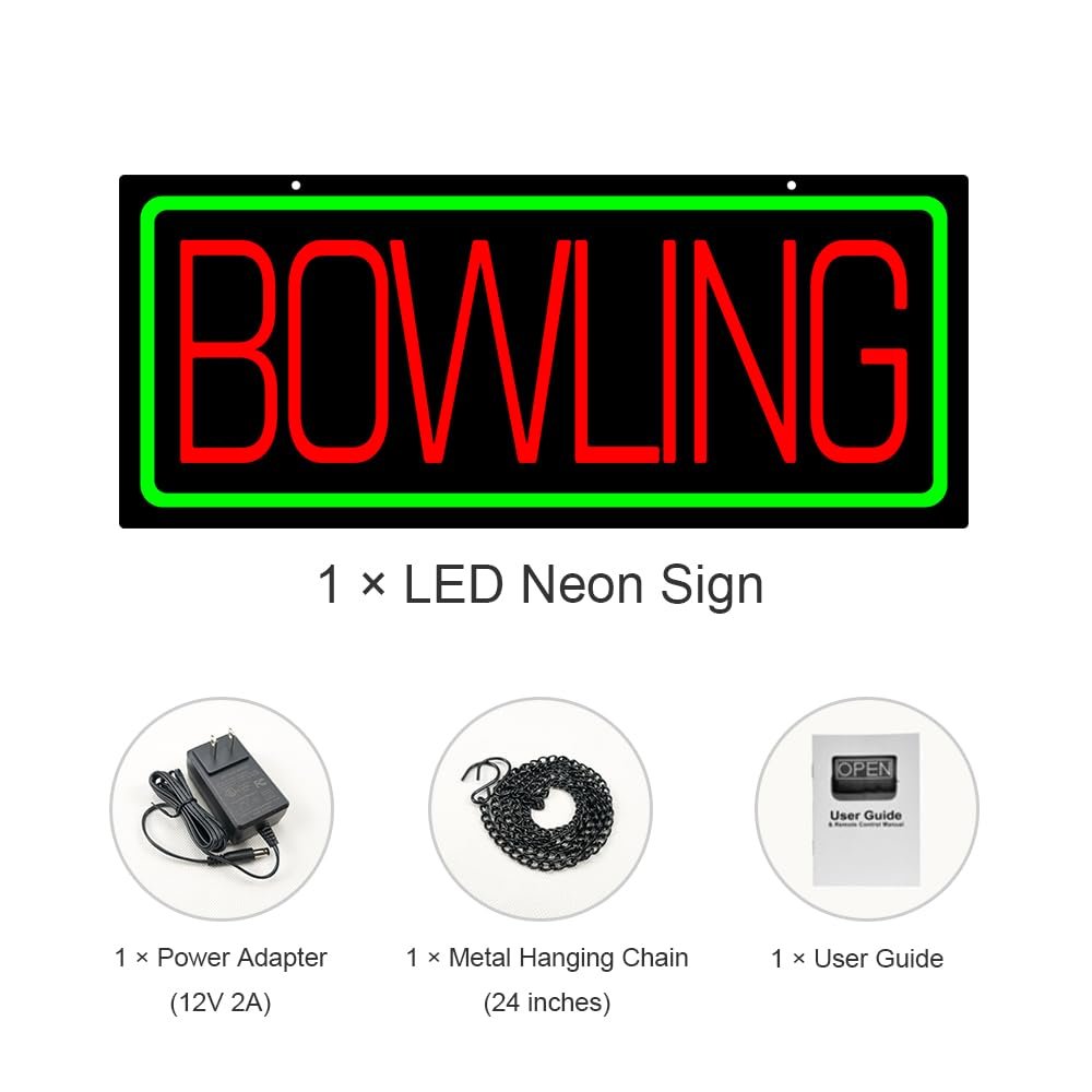 LED Bowling Neon Sign, 20"x8.3" - Image 4