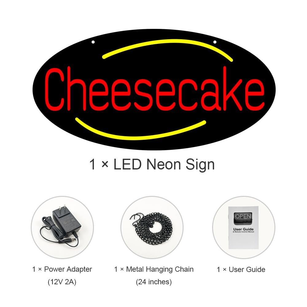 LED Cheesecake Neon Sign, 20"x10" - Image 4