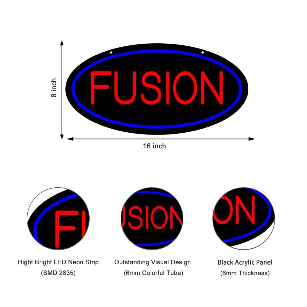 LED Fusion Neon Sign, 16"x8" - Image 3