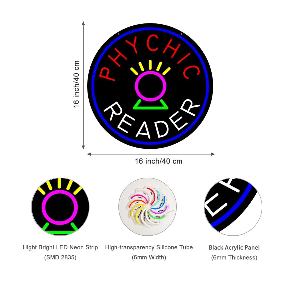 LED Phychic Reader Neon Sign, 16"x16" - Image 3