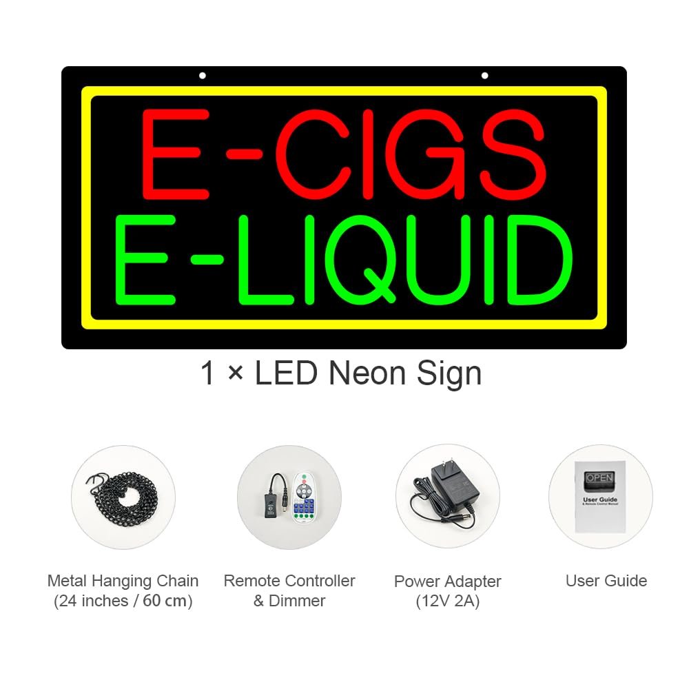 LED E-cigs E-liquid Neon Sign, 20"x10" - Image 4