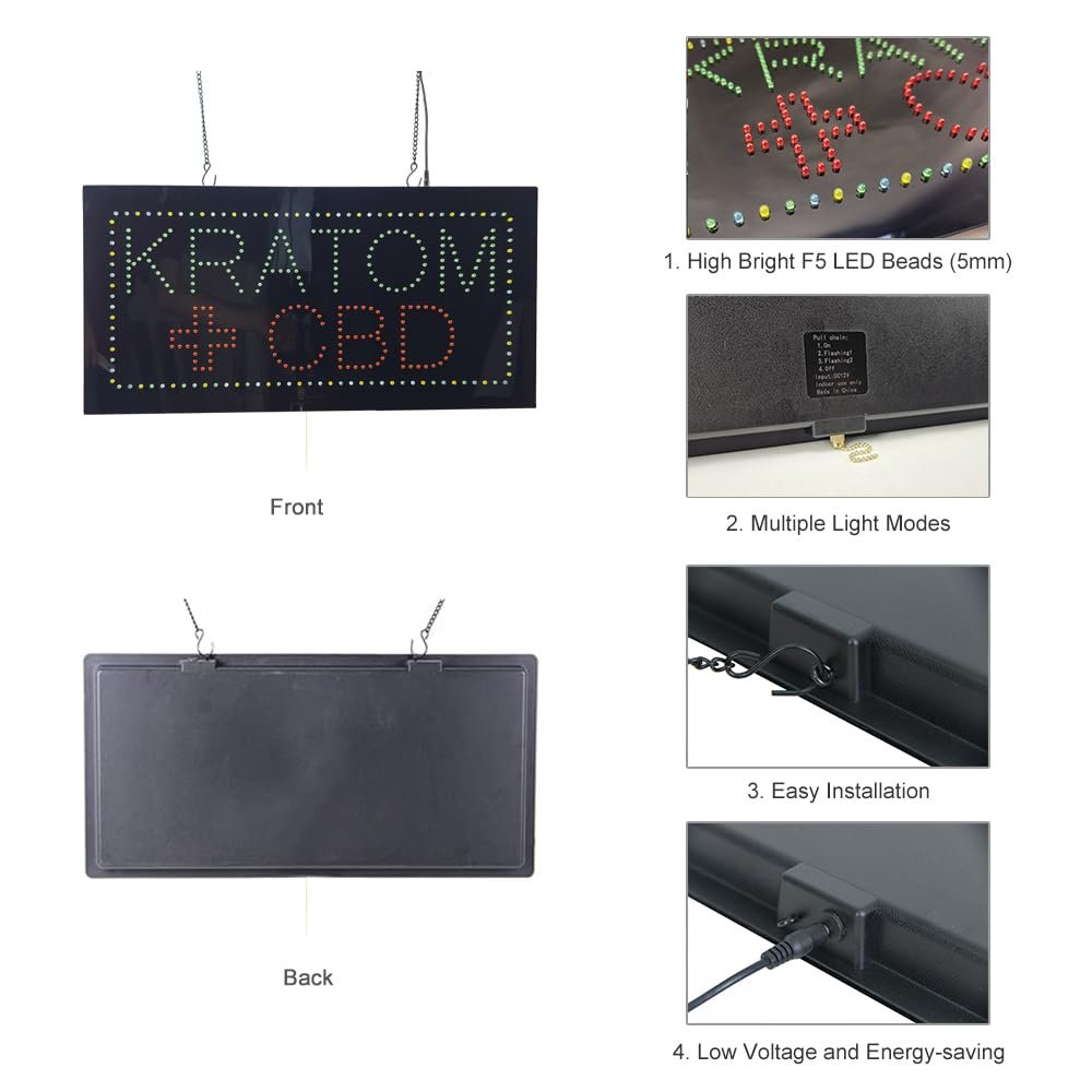 LED Kratom CBD Sign, 24"x12" - Image 4