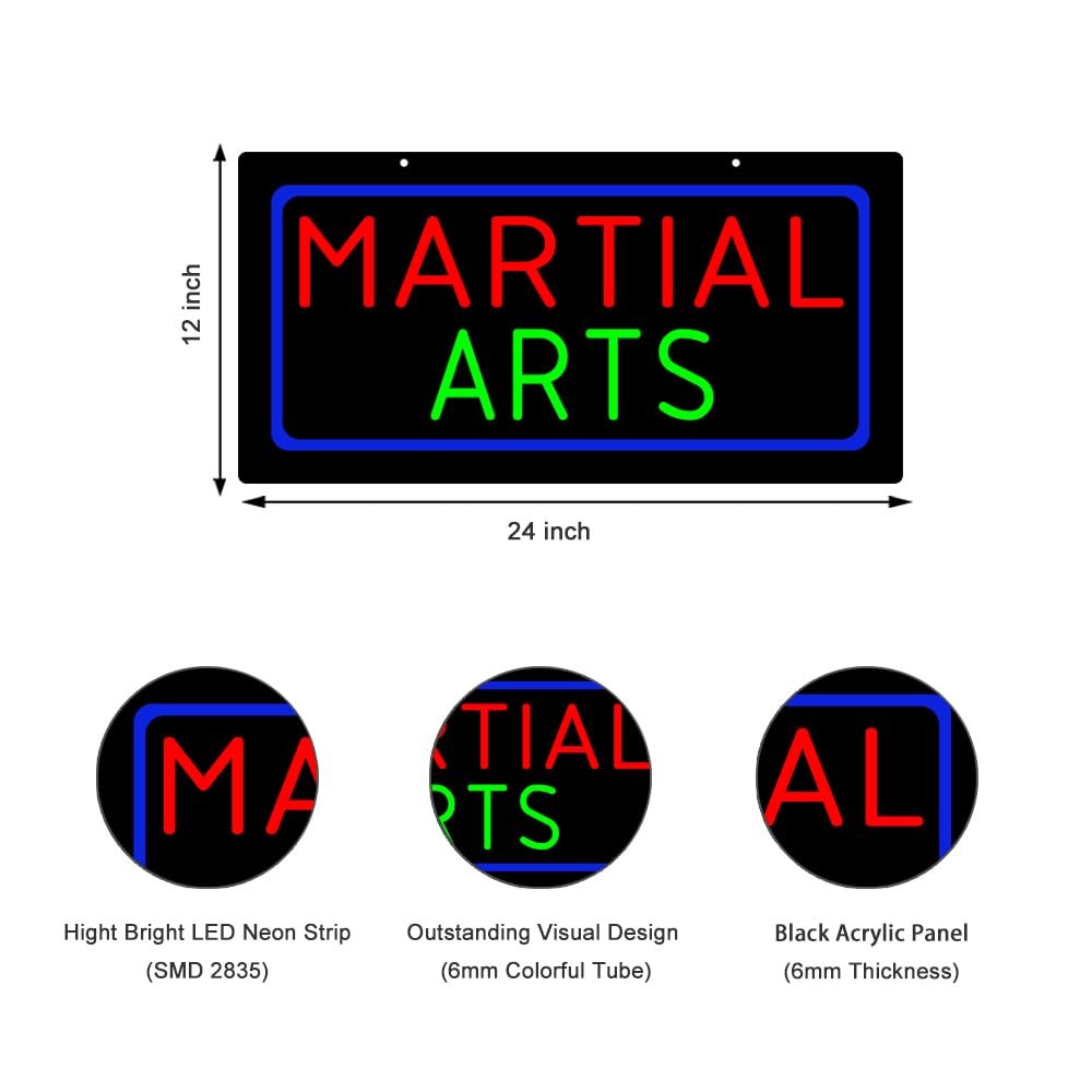 LED Martial Arts Neon Sign, 24"x12" - Image 3