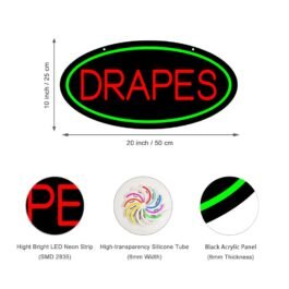 LED Drapes Neon Sign, 20″x10″