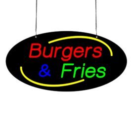 LED Burgers Fries Neon Sign, 24″x12″