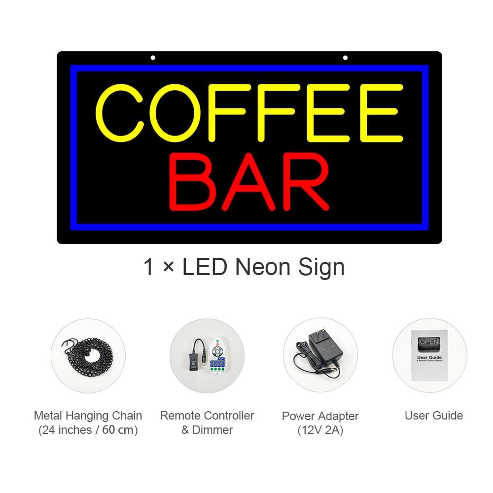 LED Coffee Bar Neon Sign, 20"x10" - Image 4