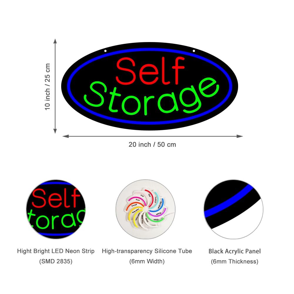 LED Self Storage Neon Sign, 20"x10" - Image 3