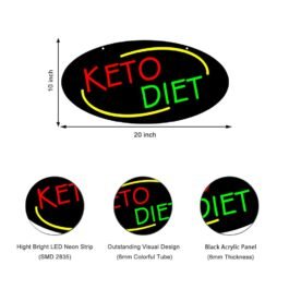 LED Keto Diet Neon Sign, 20″x10″