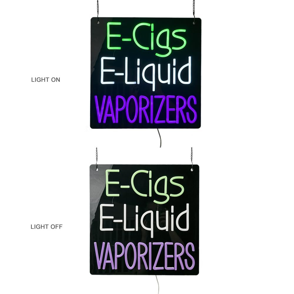 LED E-Cigs E-Liquid Vaporizers Neon Sign, 16"x16" - Image 4