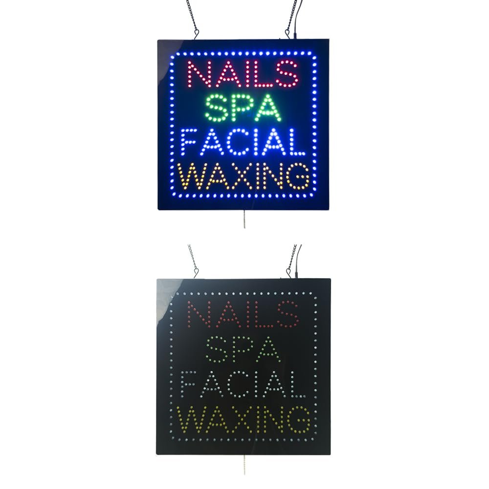 LED Nails SPA Facial Waxing Sign, 16"x16" - Image 3