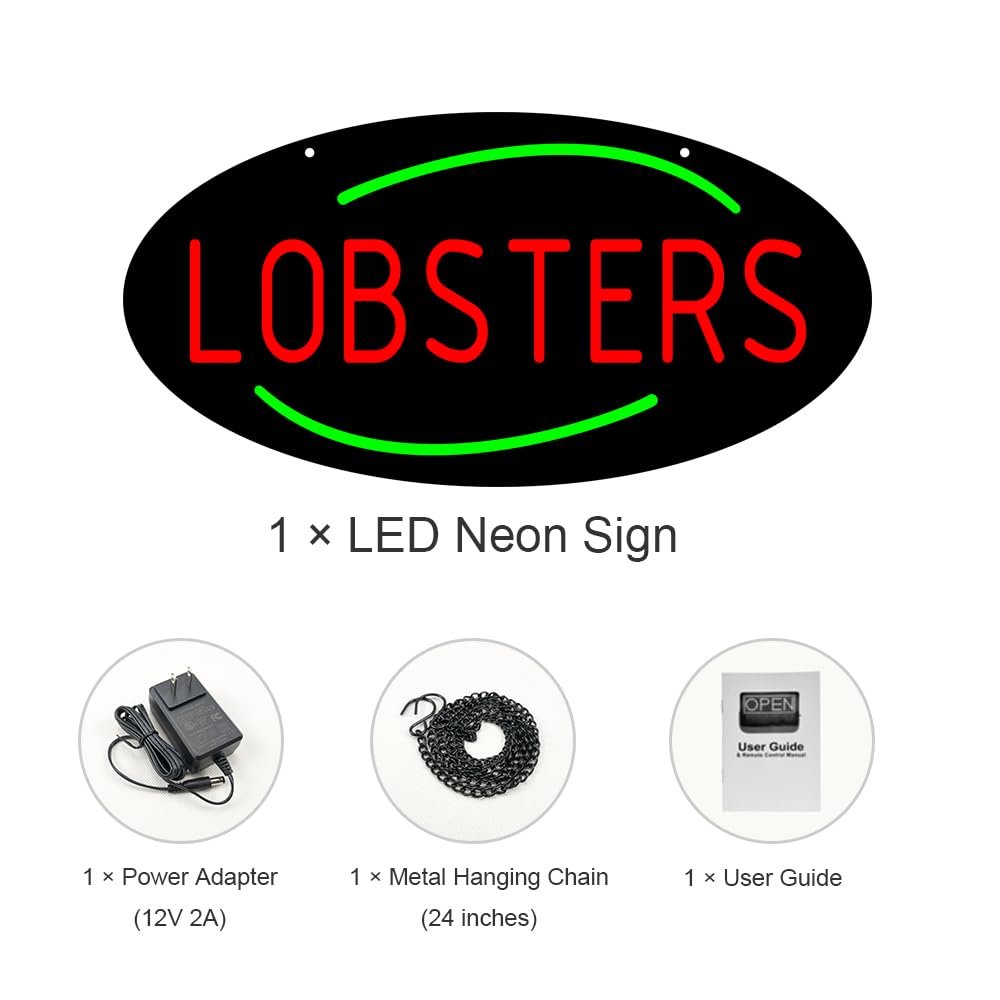 LED Lobsters Neon Sign, 20"x10" - Image 4