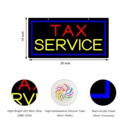 LED Tax Service Neon Sign, 20″x10″