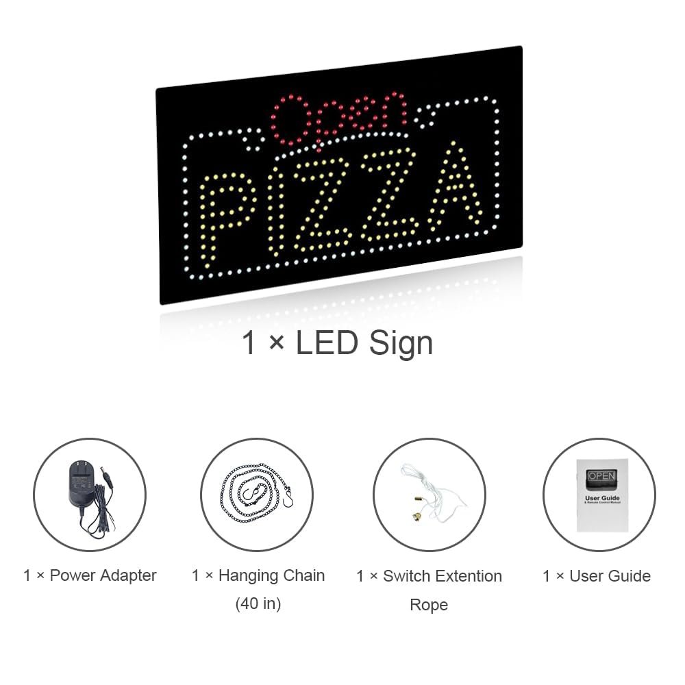 LED Open Pizza Sign, 31"x17" - Image 7