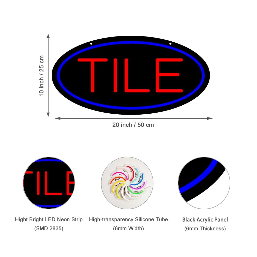 LED Tile Neon Sign, 20"x10" - Image 2