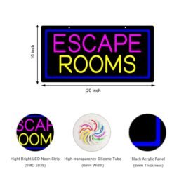 LED Escape Rooms Neon Sign, 20″x10″