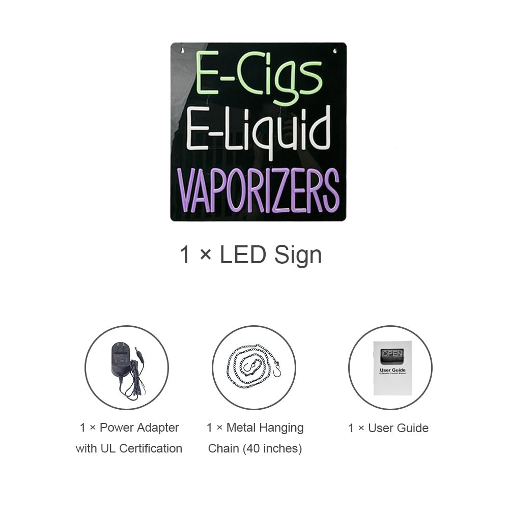 LED E-Cigs E-Liquid Vaporizers Neon Sign, 16"x16" - Image 7