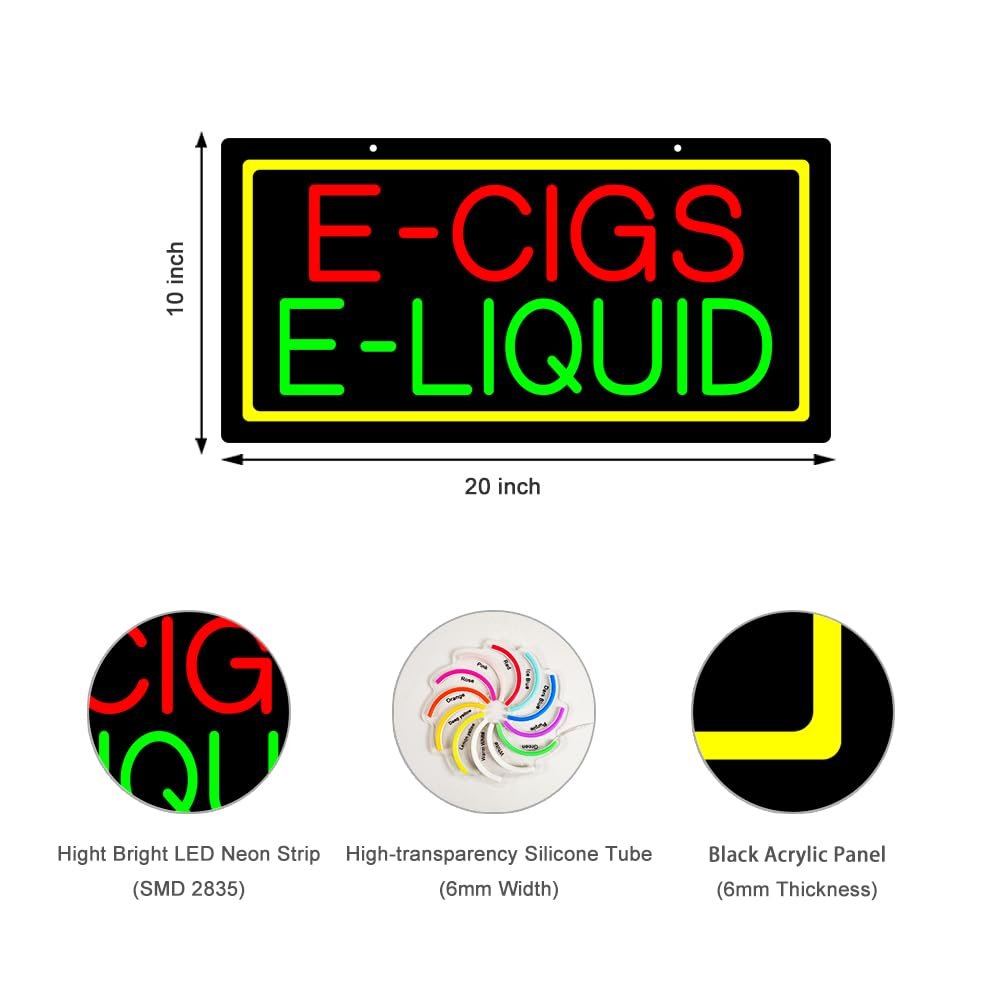 LED E-cigs E-liquid Neon Sign, 20"x10" - Image 3