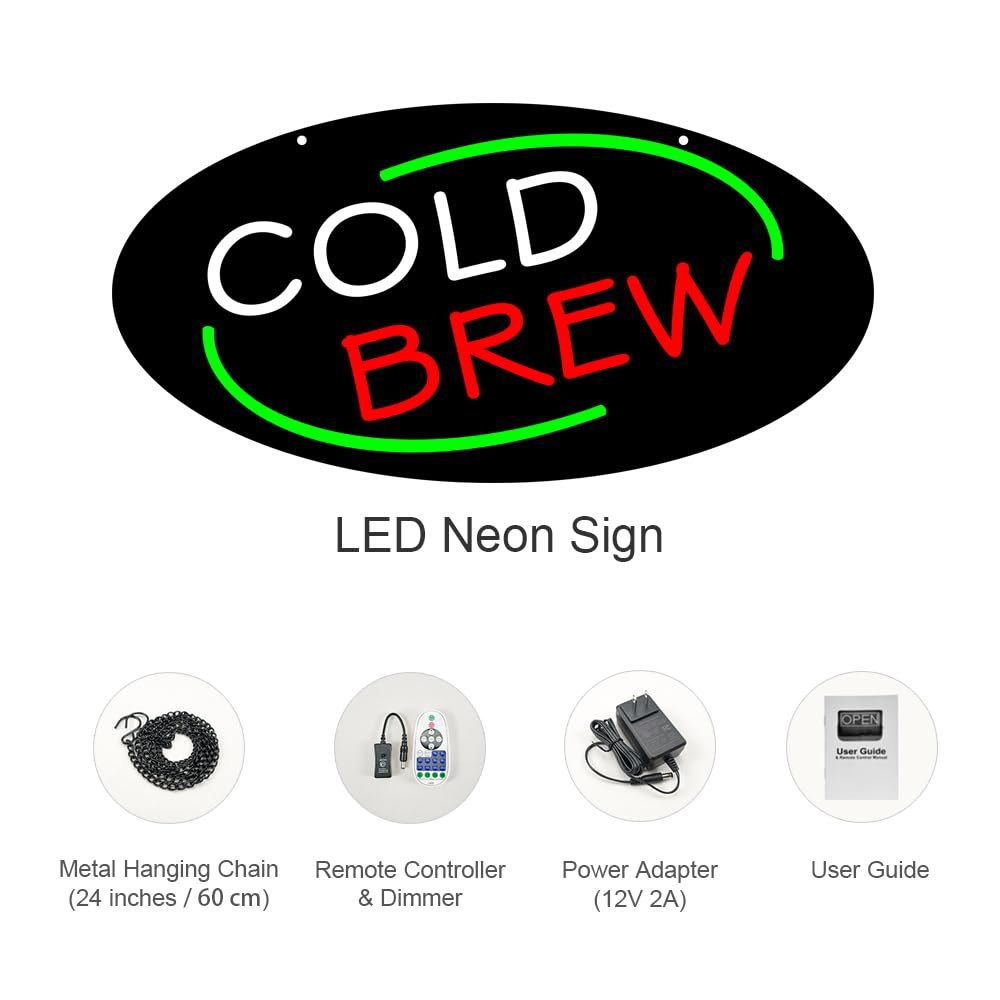 LED Cold Brew Neon Sign, 20"x10" - Image 4
