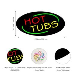 LED Hot Tubs Neon Sign, 20″x10″