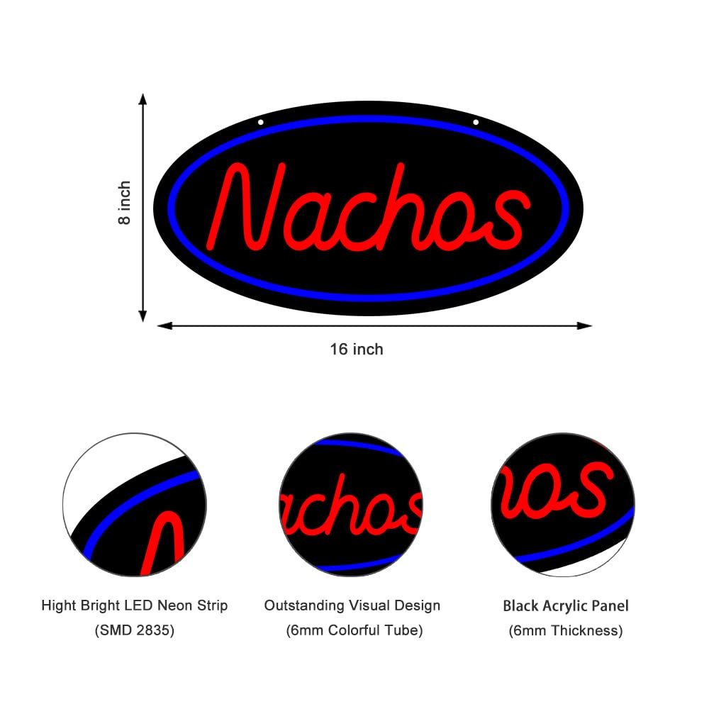 LED Nachos Neon Sign, 16"x8" - Image 2