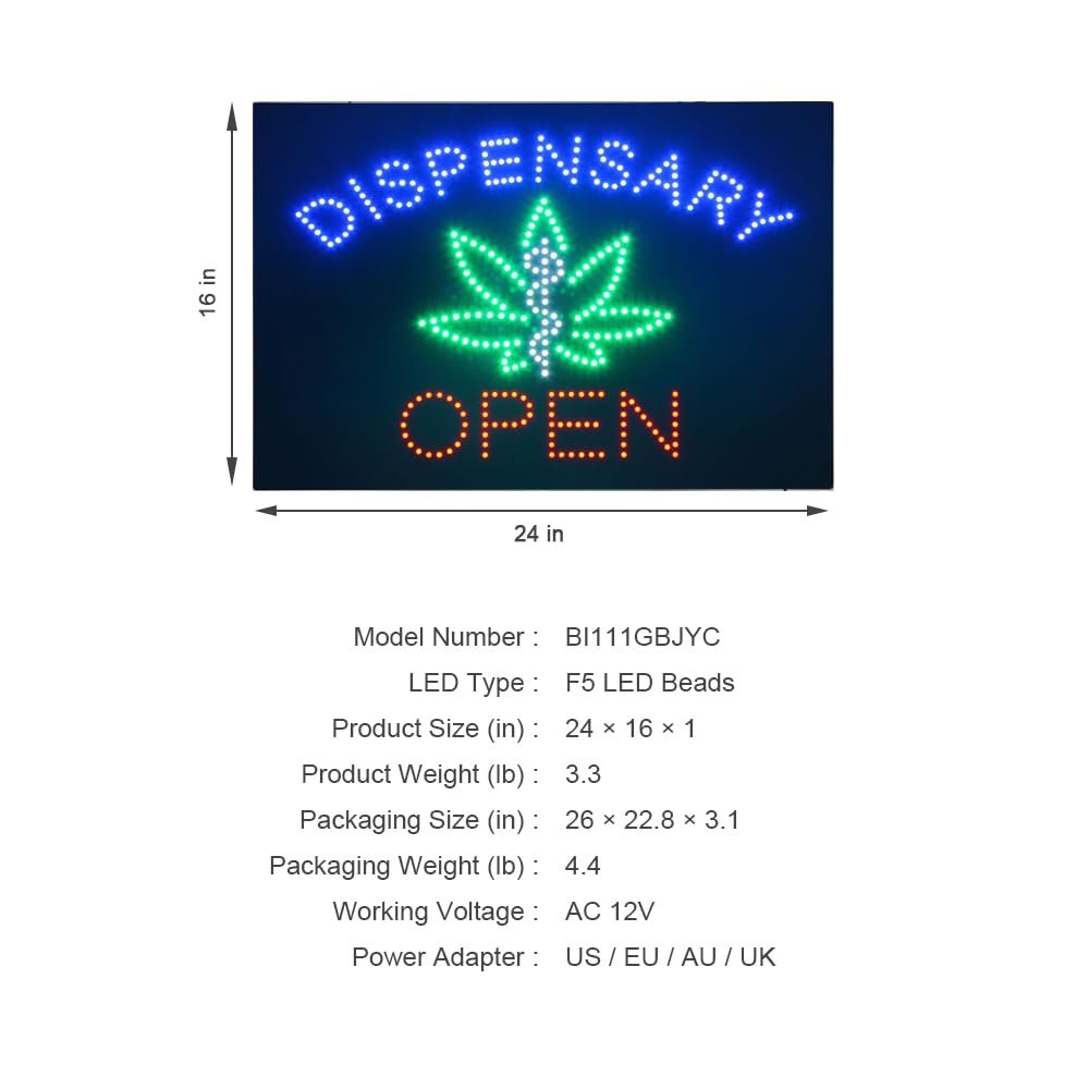 LED Dispensary Open Dot Sign, 24"x16" - Image 4