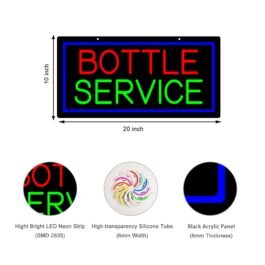 LED Bottle Service Neon Sign, 20″x10″