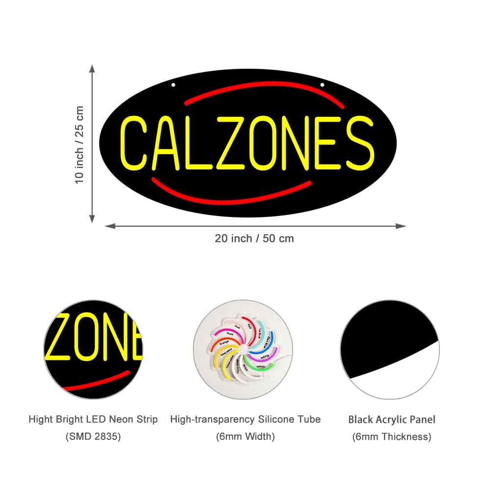 LED Calzones Neon Sign, 20"x10" - Image 2