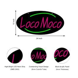 LED Loco Moco Neon Sign, 24″x12″