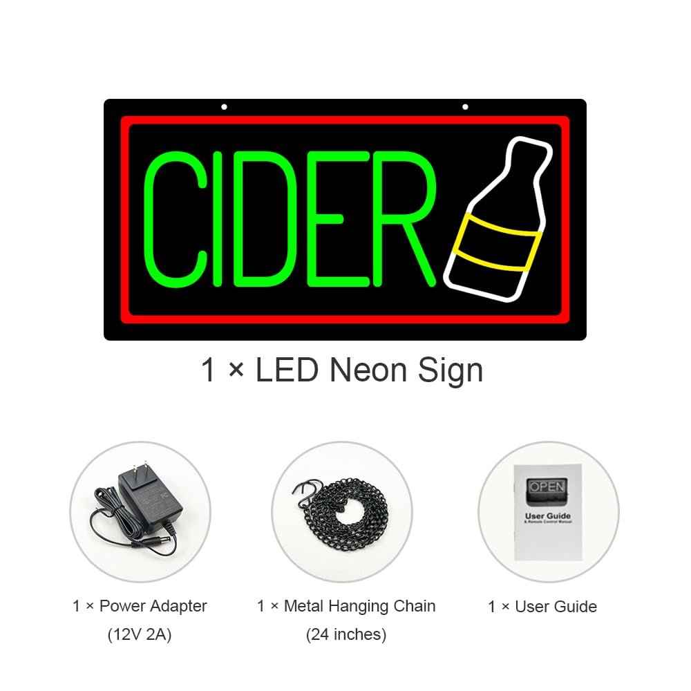 LED Cider Neon Sign, 20"x10" - Image 4
