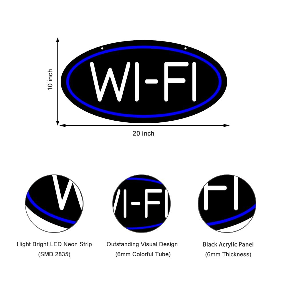 LED Wi-Fi Neon Sign, 20"x10" - Image 2