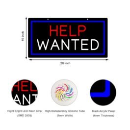 LED Help Wanted Neon Sign, 20″x10″