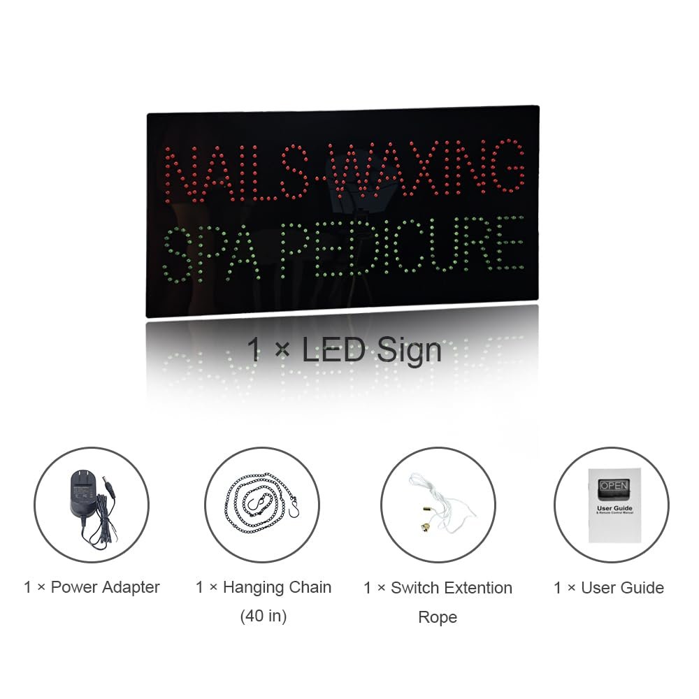LED Nails Waxing SPA Pedicure Sign, 24"x12" - Image 6